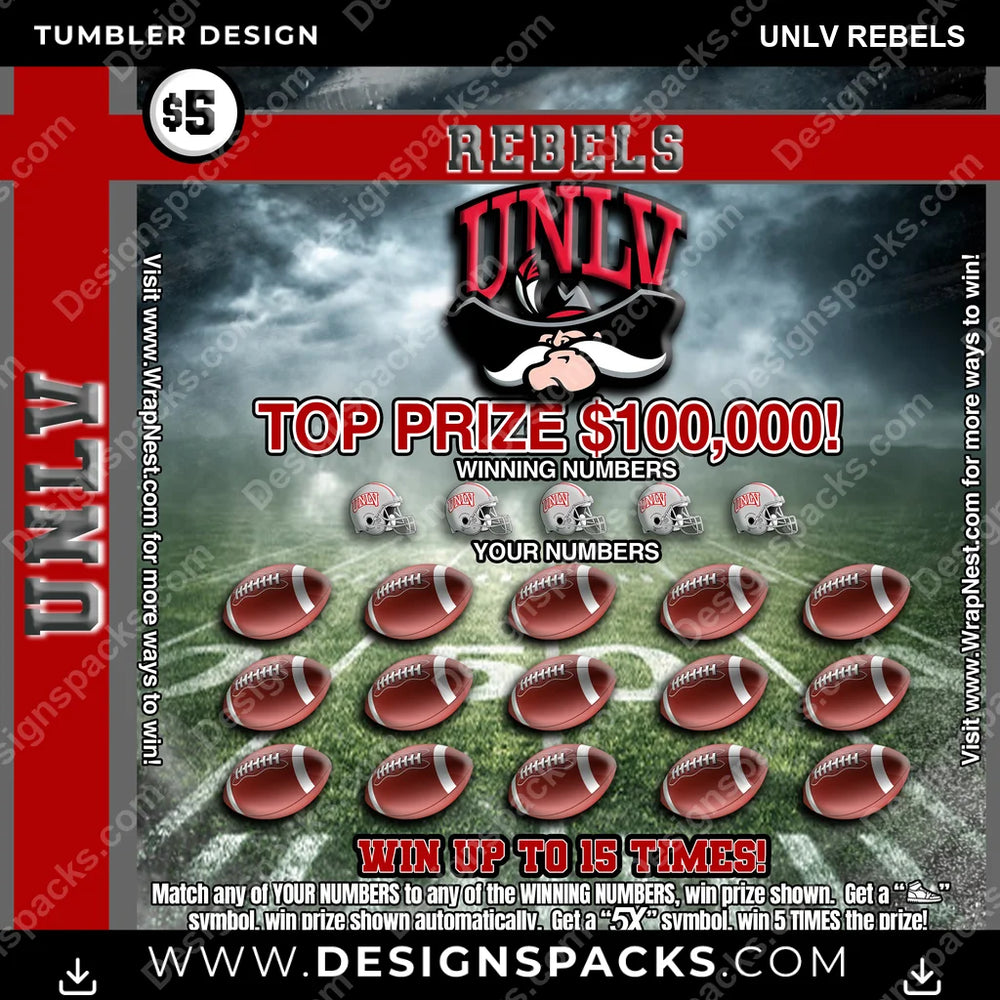 College Sport Lottery Ticket (FOOTBALL) UNLV Rebels NCAA College Sport Tumbler Digital Wrap Design Download
