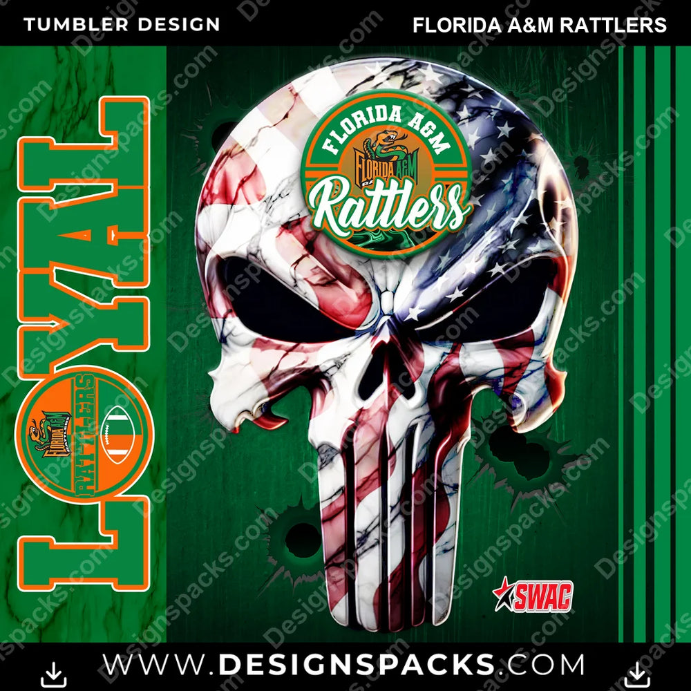 College Sport Loyal Florida A&M Rattlers NCAA College Sport Tumbler Digital Wrap Design Download