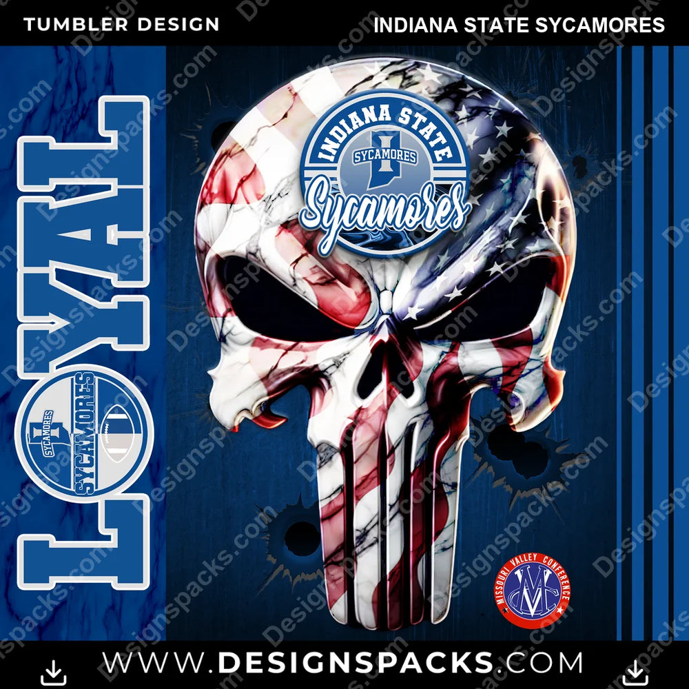 College Sport Loyal Indiana State Sycamores NCAA College Sport Tumbler Digital Wrap Design Download