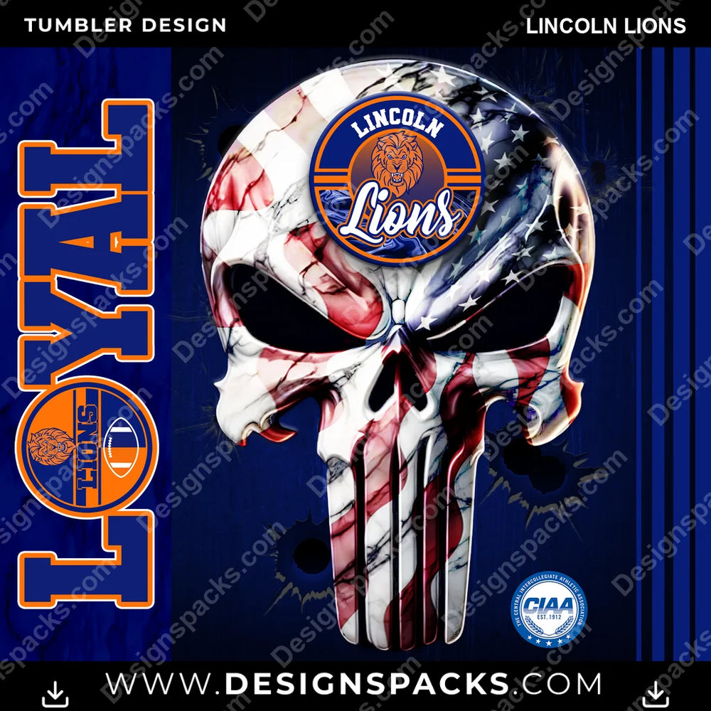 College Sport Loyal Lincoln Lions NCAA College Sport Tumbler Digital Wrap Design Download