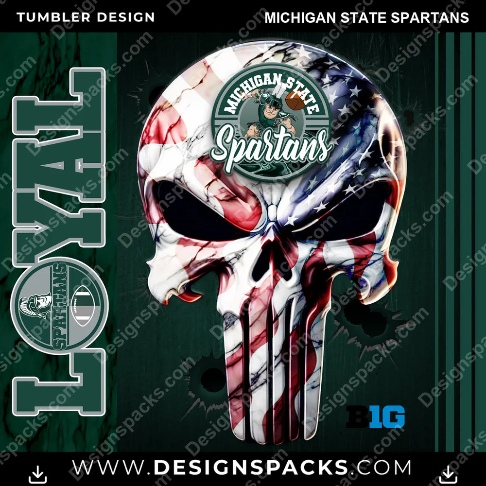 College Sport Loyal Michigan State Spartans NCAA College Sport Tumbler Digital Wrap Design Download
