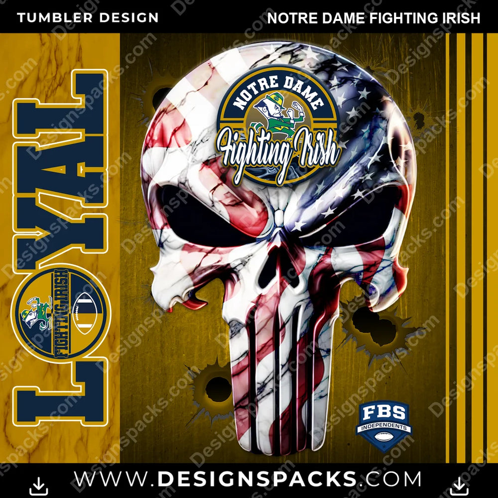 College Sport Loyal Notre Dame Fighting Irish NCAA College Sport Tumbler Digital Wrap Design Download