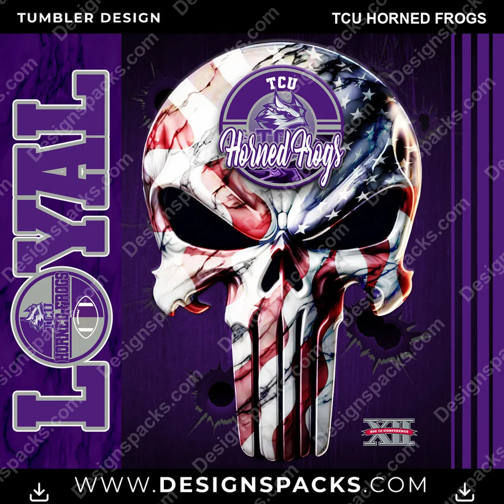 College Sport Loyal TCU Horned Frogs NCAA College Sport Tumbler Digital Wrap Design Download
