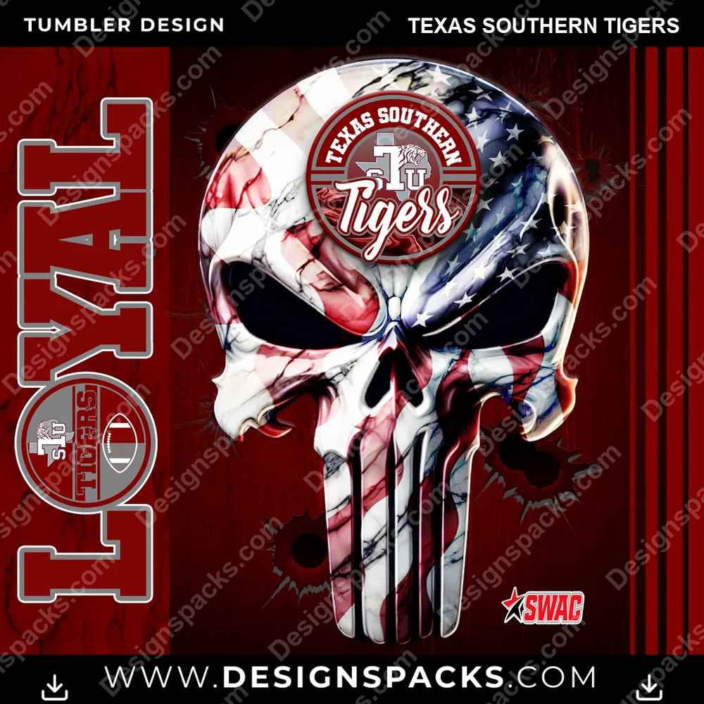 College Sport Loyal Texas Southern Tigers NCAA College Sport Tumbler Digital Wrap Design Download
