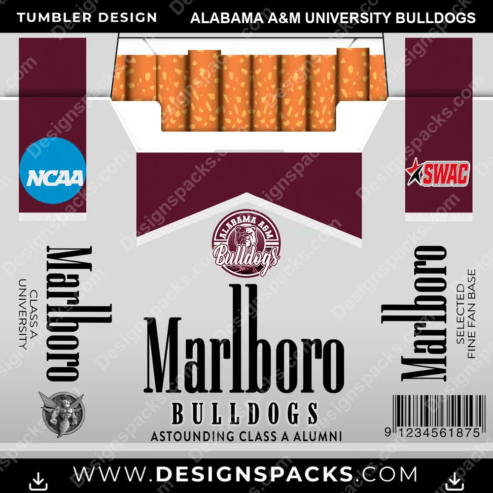 College Sport Marlboro Alabama A&M University Bulldogs NCAA College Sport Tumbler Digital Wrap Design Download