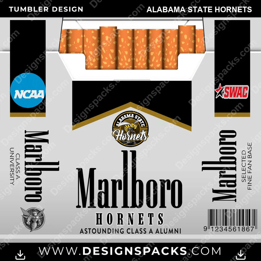 College Sport Marlboro Alabama State Hornets NCAA College Sport Tumbler Digital Wrap Design Download