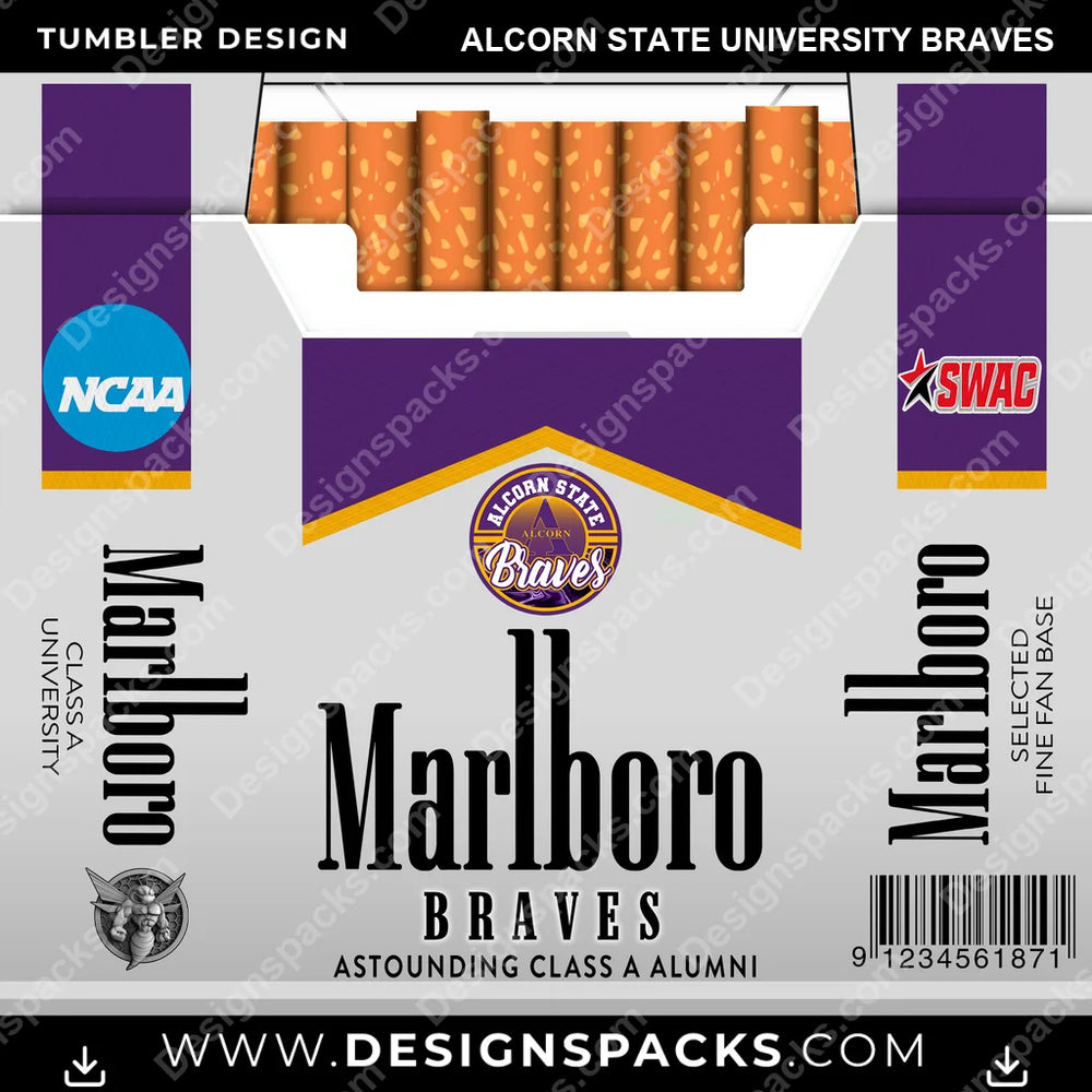 College Sport Marlboro Alcorn State University Braves NCAA College Sport Tumbler Digital Wrap Design Download