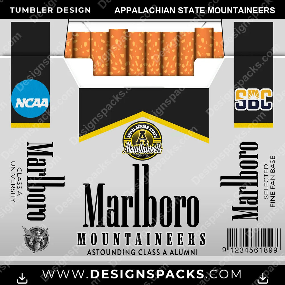 College Sport Marlboro Appalachian State Mountaineers NCAA College Sport Tumbler Digital Wrap Design Download