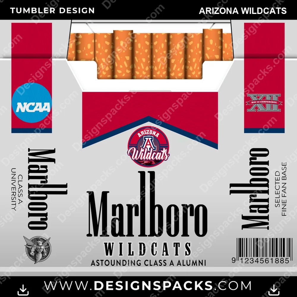 College Sport Marlboro Arizona Wildcats NCAA College Sport Tumbler Digital Wrap Design Download