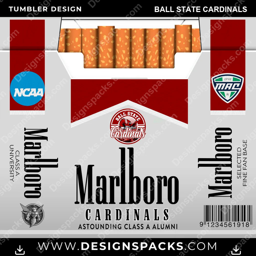 College Sport Marlboro Ball State Cardinals NCAA College Sport Tumbler Digital Wrap Design Download