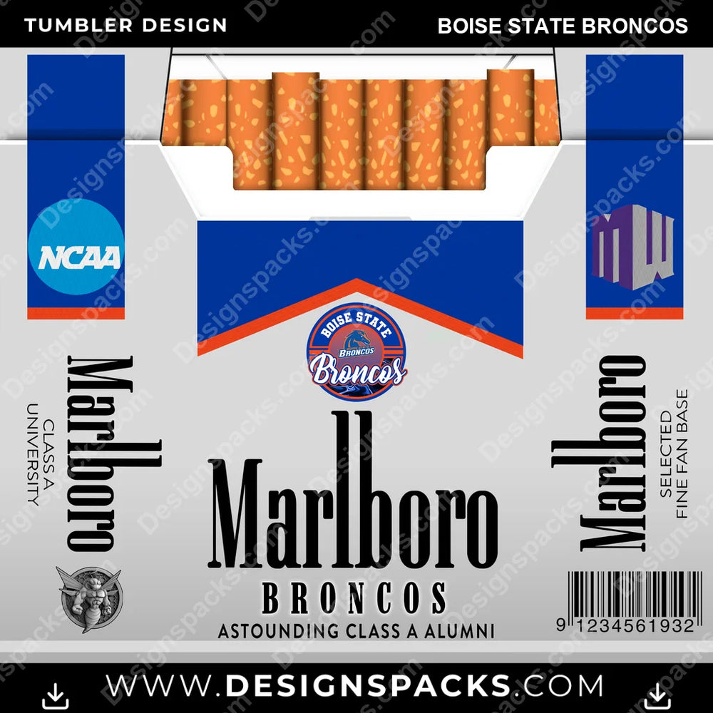 College Sport Marlboro Boise State Broncos NCAA College Sport Tumbler Digital Wrap Design Download