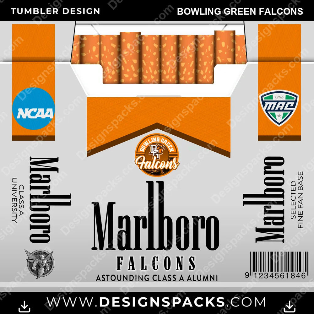 College Sport Marlboro Bowling Green Falcons NCAA College Sport Tumbler Digital Wrap Design Download