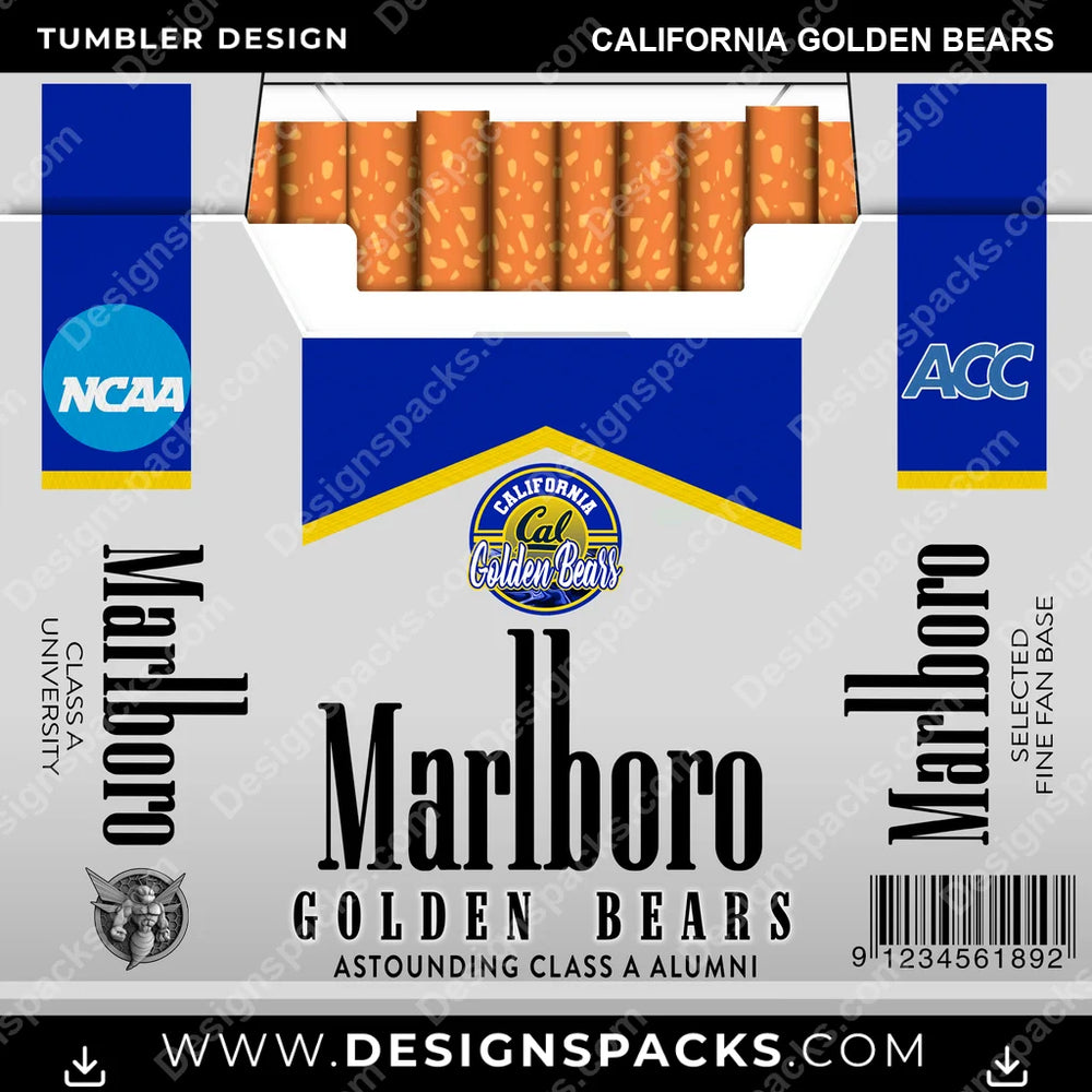 College Sport Marlboro California Golden Bears NCAA College Sport Tumbler Digital Wrap Design Download