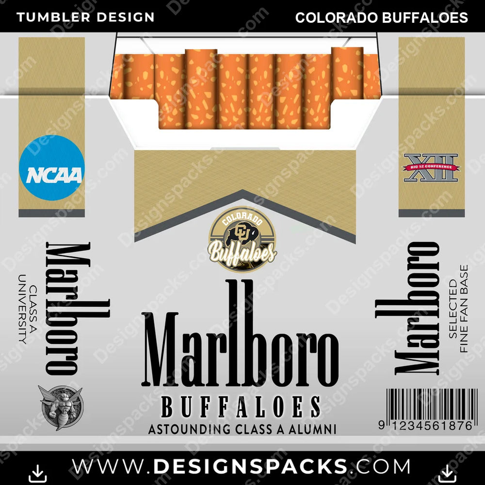 College Sport Marlboro Colorado Buffaloes NCAA College Sport Tumbler Digital Wrap Design Download