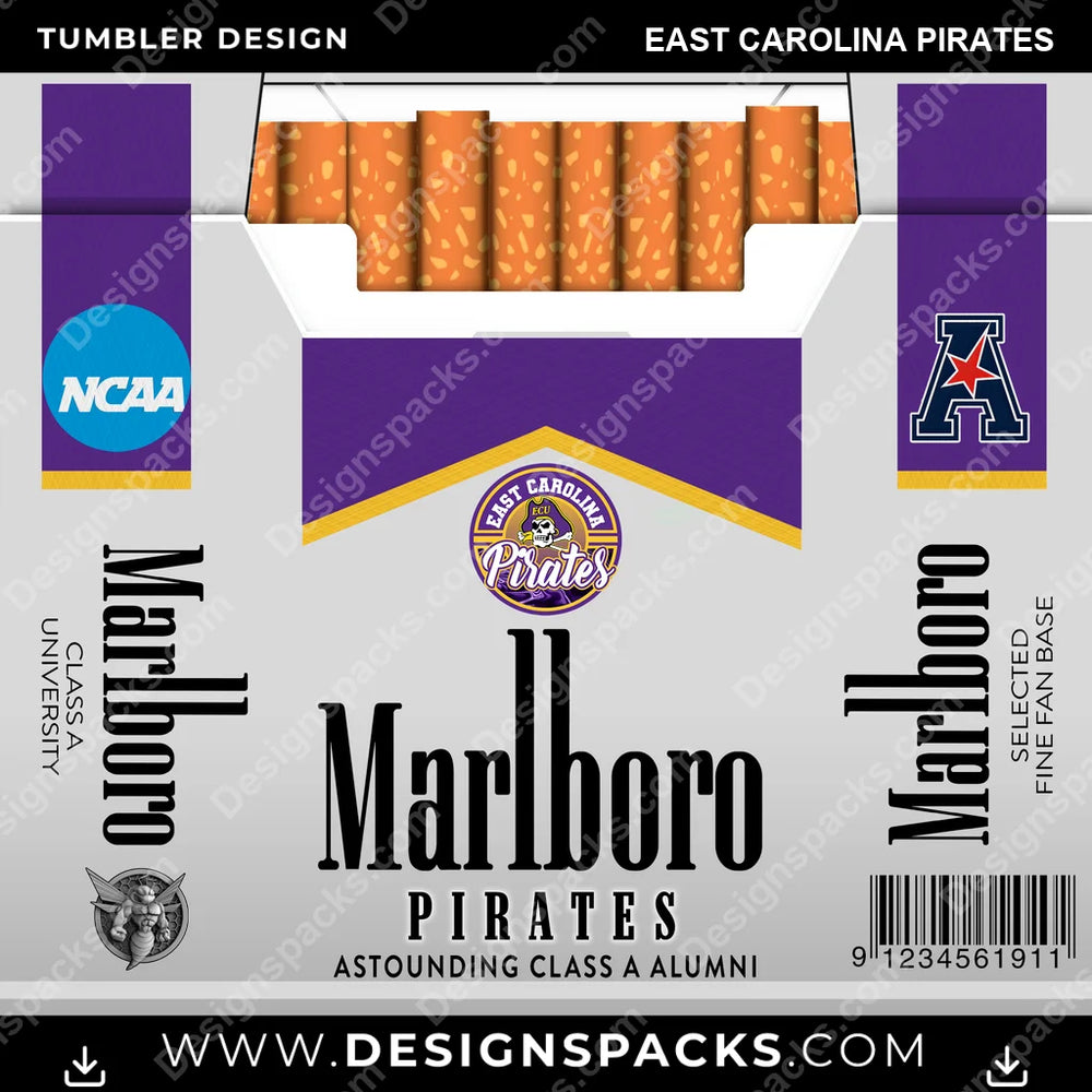 College Sport Marlboro East Carolina Pirates NCAA College Sport Tumbler Digital Wrap Design Download