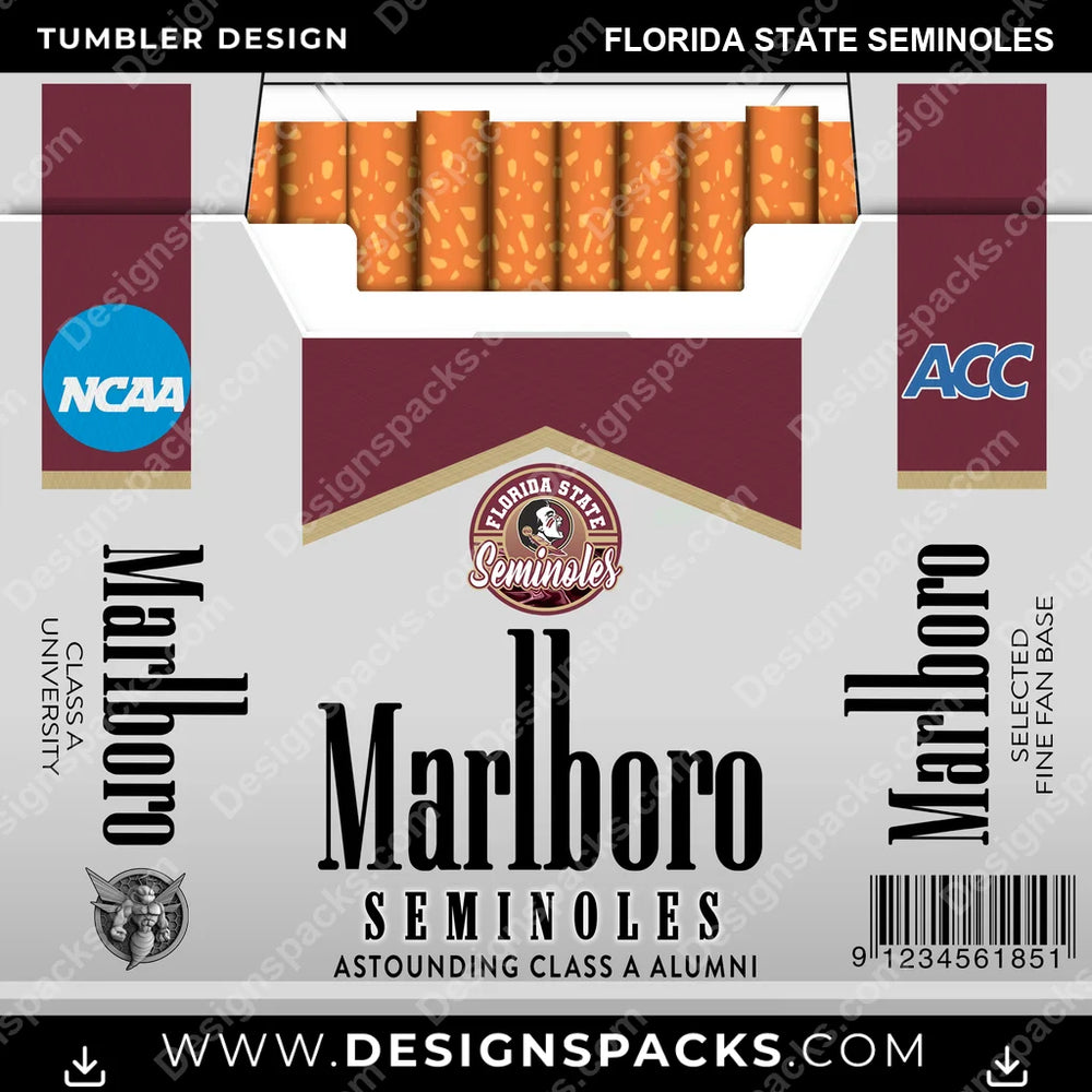 College Sport Marlboro Florida State Seminoles NCAA College Sport Tumbler Digital Wrap Design Download