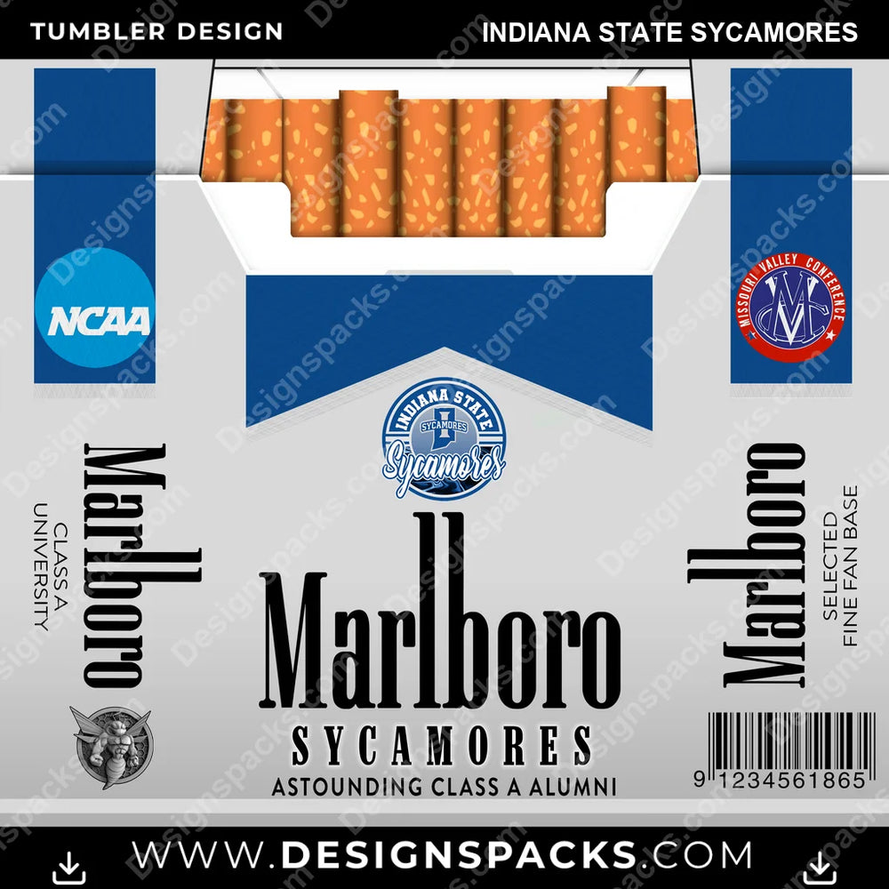 College Sport Marlboro Indiana State Sycamores NCAA College Sport Tumbler Digital Wrap Design Download