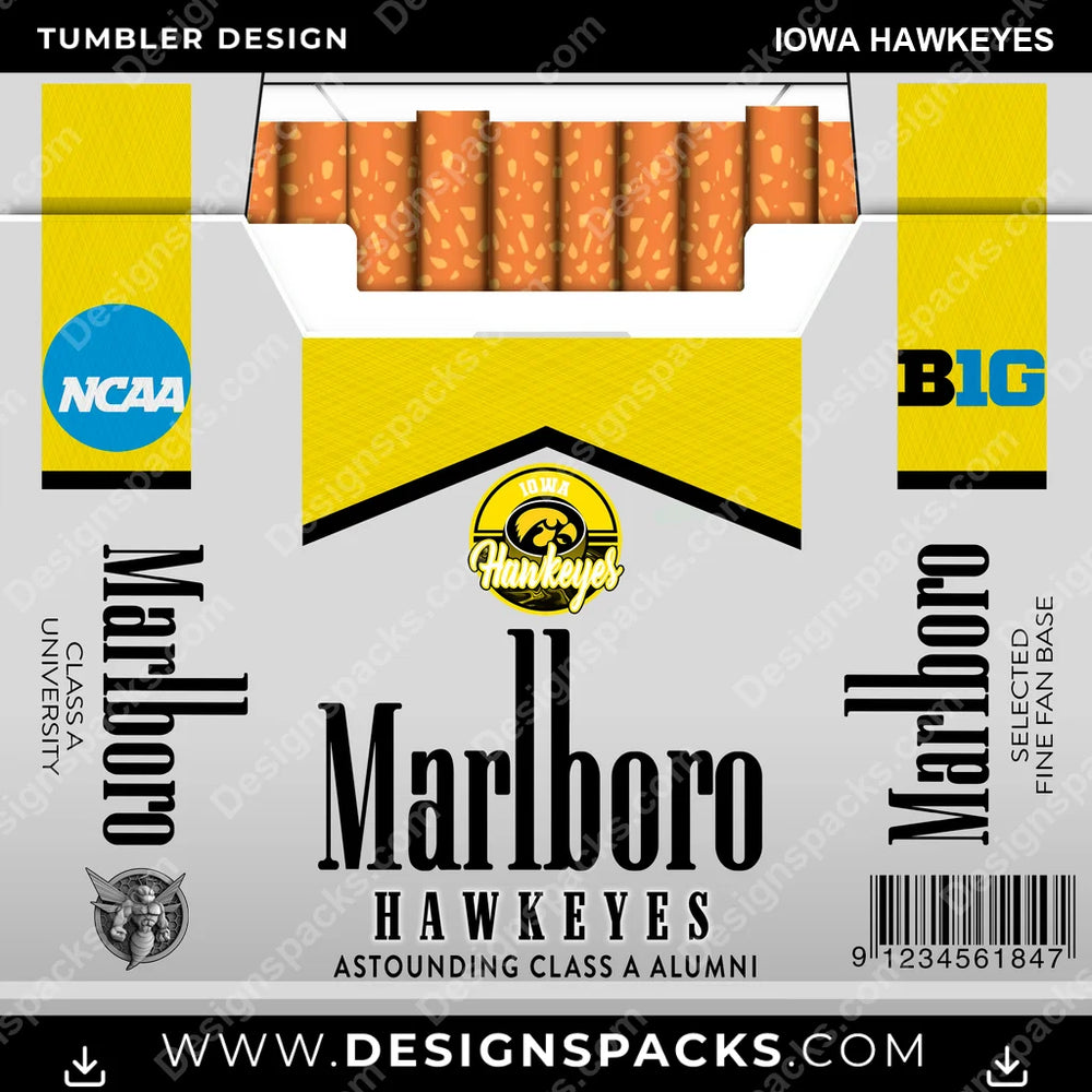 College Sport Marlboro Iowa Hawkeyes NCAA College Sport Tumbler Digital Wrap Design Download