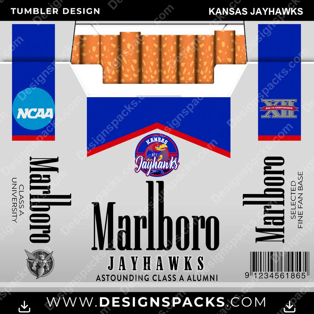 College Sport Marlboro Kansas Jayhawks NCAA College Sport Tumbler Digital Wrap Design Download