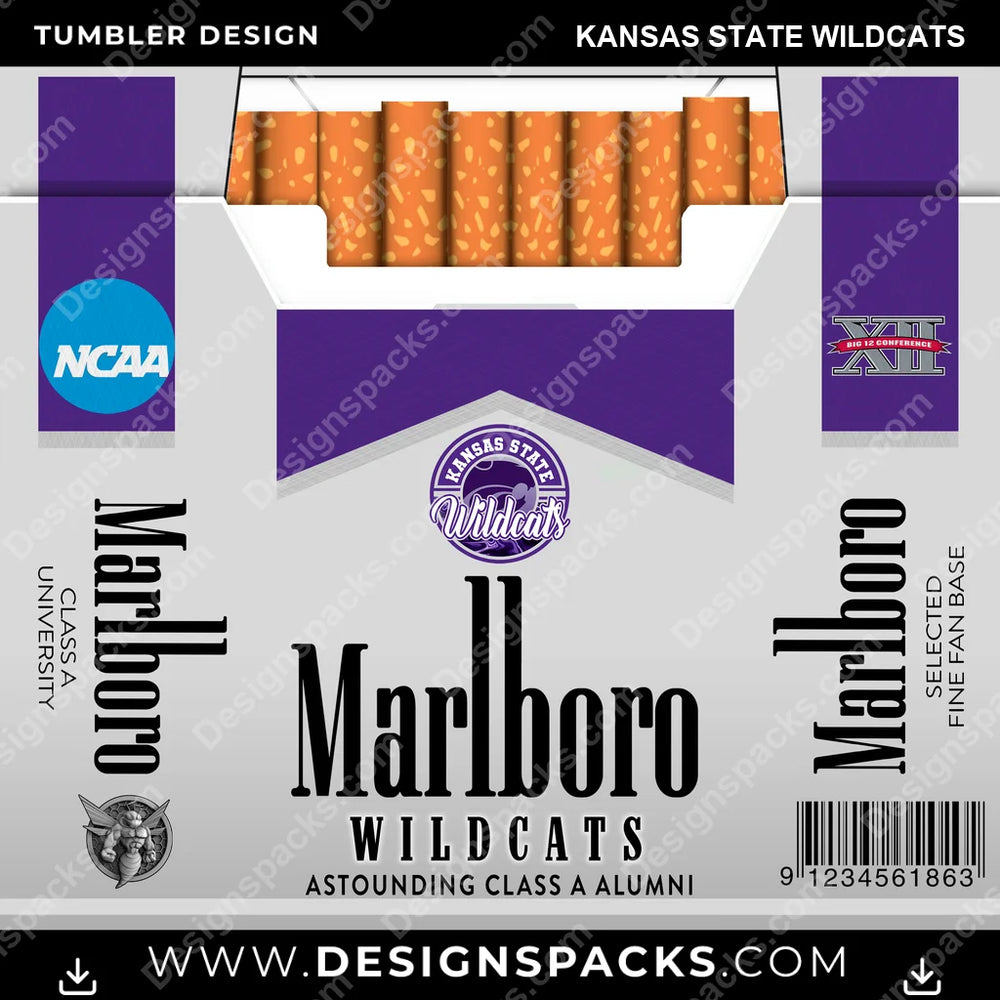 College Sport Marlboro Kansas State Wildcats NCAA College Sport Tumbler Digital Wrap Design Download