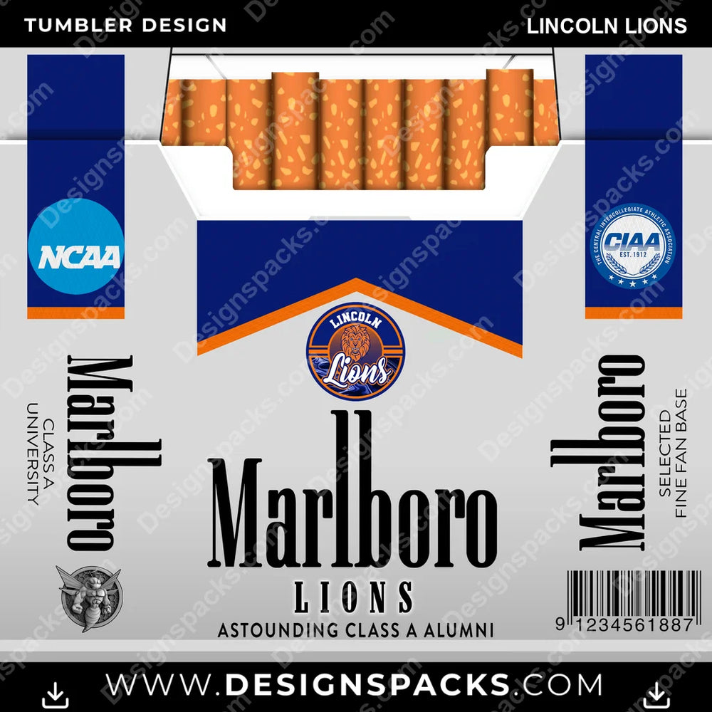 College Sport Marlboro Lincoln Lions NCAA College Sport Tumbler Digital Wrap Design Download