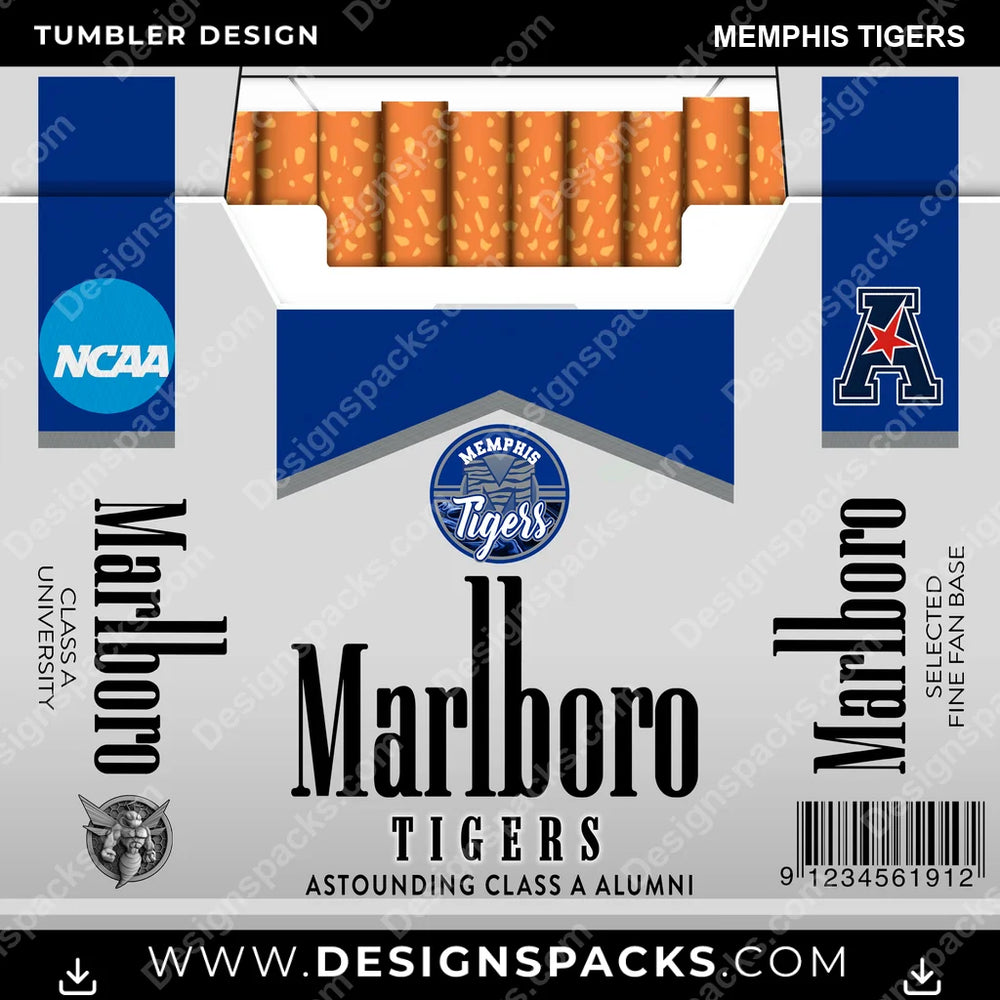 College Sport Marlboro Memphis Tigers NCAA College Sport Tumbler Digital Wrap Design Download