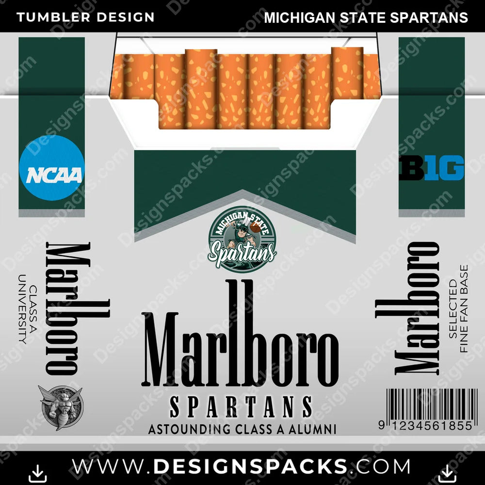 College Sport Marlboro Michigan State Spartans NCAA College Sport Tumbler Digital Wrap Design Download