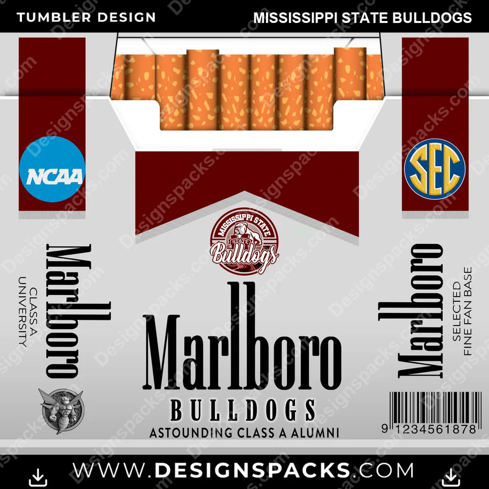 College Sport Marlboro Mississippi State Bulldogs NCAA College Sport Tumbler Digital Wrap Design Download