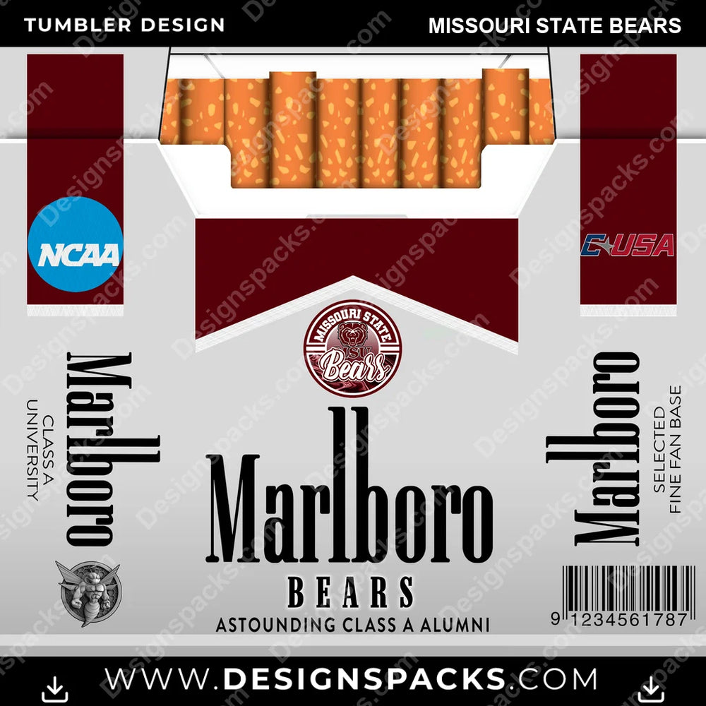College Sport Marlboro Missouri State Bears NCAA College Sport Tumbler Digital Wrap Design Download