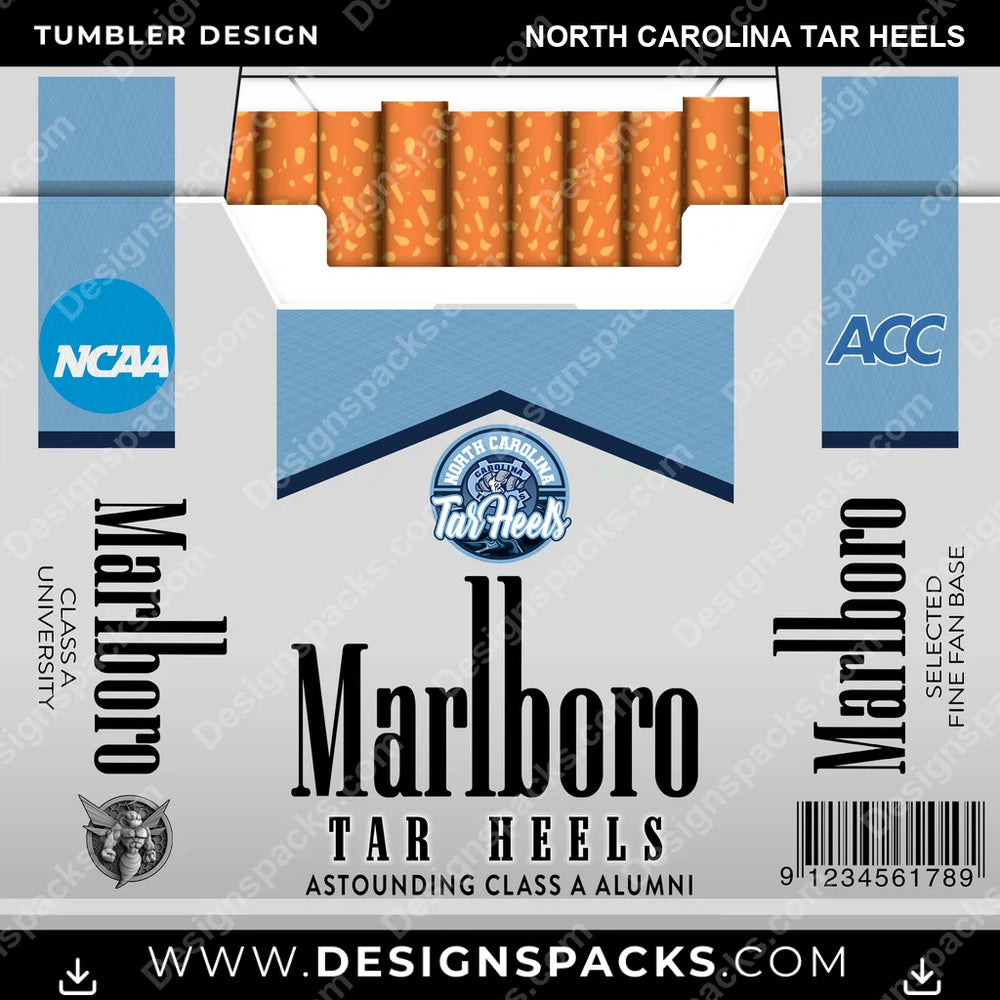 College Sport Marlboro North Carolina Tar Heels NCAA College Sport Tumbler Digital Wrap Design Download