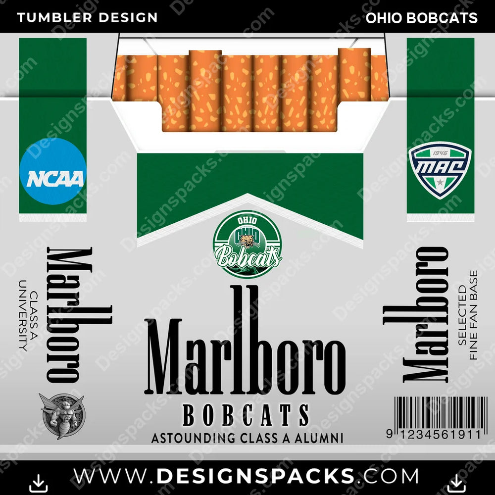 College Sport Marlboro Ohio Bobcats NCAA College Sport Tumbler Digital Wrap Design Download