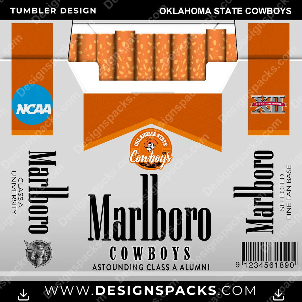 College Sport Marlboro Oklahoma State Cowboys NCAA College Sport Tumbler Digital Wrap Design Download