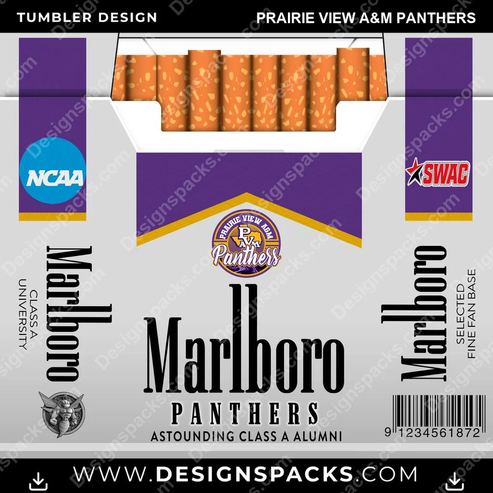 College Sport Marlboro Prairie View A&M Panthers NCAA College Sport Tumbler Digital Wrap Design Download