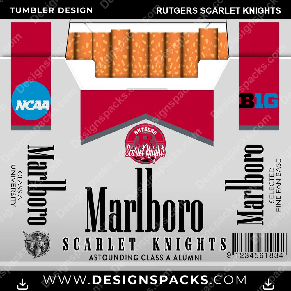 College Sport Marlboro Rutgers Scarlet Knights NCAA College Sport Tumbler Digital Wrap Design Download