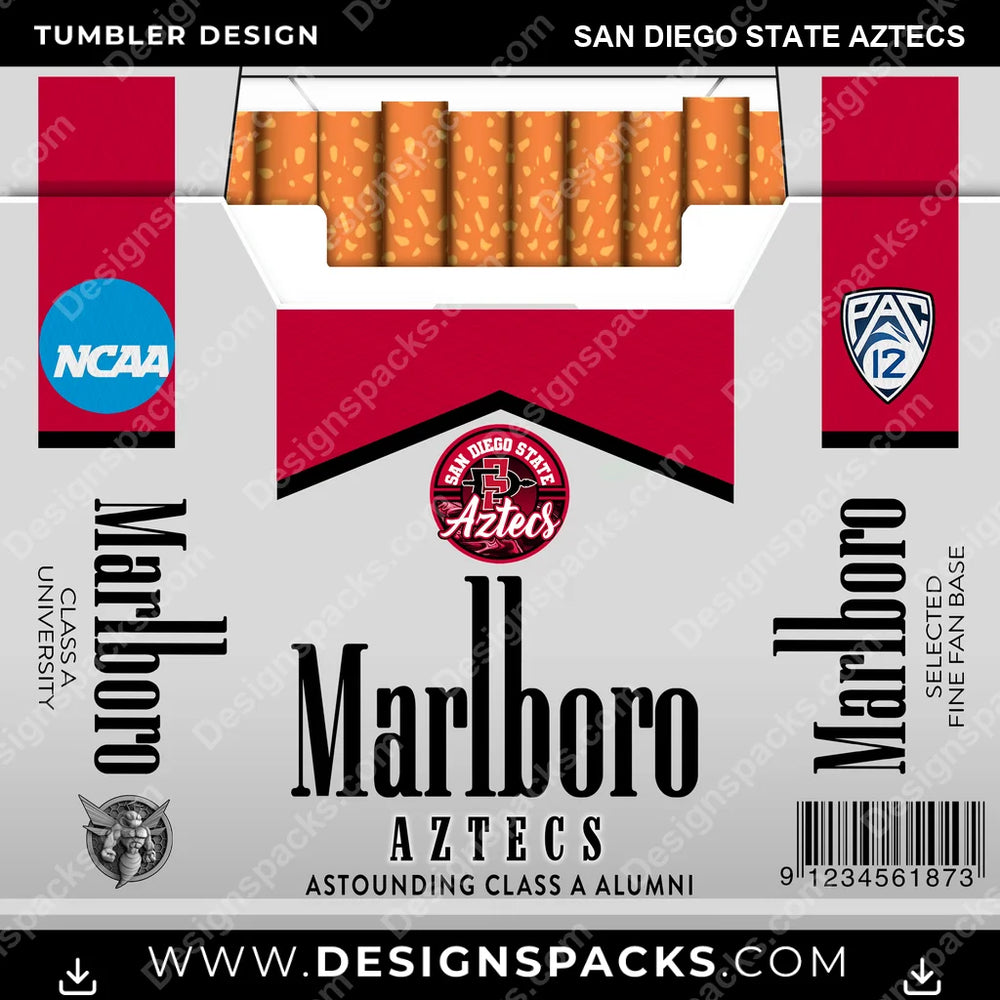 College Sport Marlboro San Diego State Aztecs NCAA College Sport Tumbler Digital Wrap Design Download