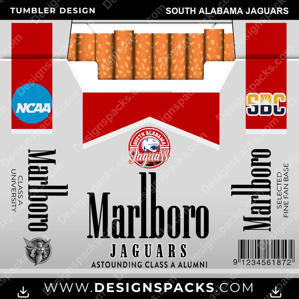 College Sport Marlboro South Alabama Jaguars NCAA College Sport Tumbler Digital Wrap Design Download