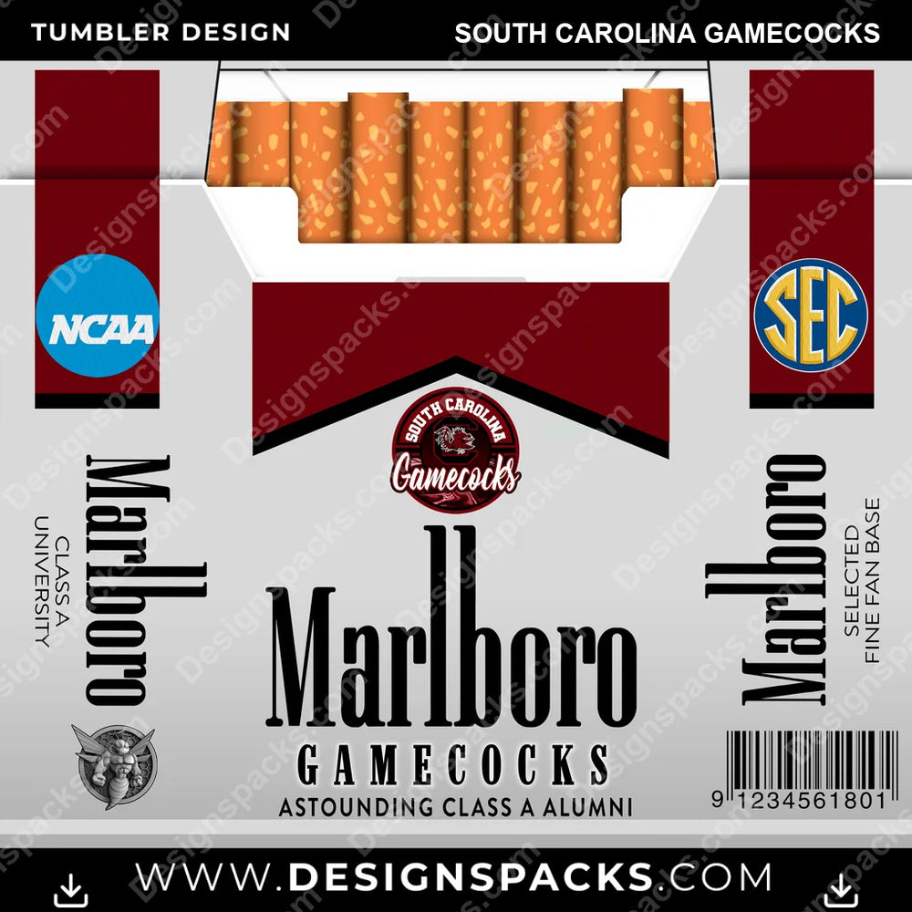 College Sport Marlboro South Carolina Gamecocks NCAA College Sport Tumbler Digital Wrap Design Download