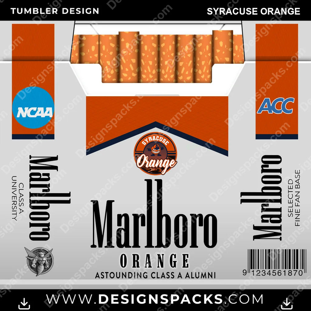 College Sport Marlboro Syracuse Orange NCAA College Sport Tumbler Digital Wrap Design Download