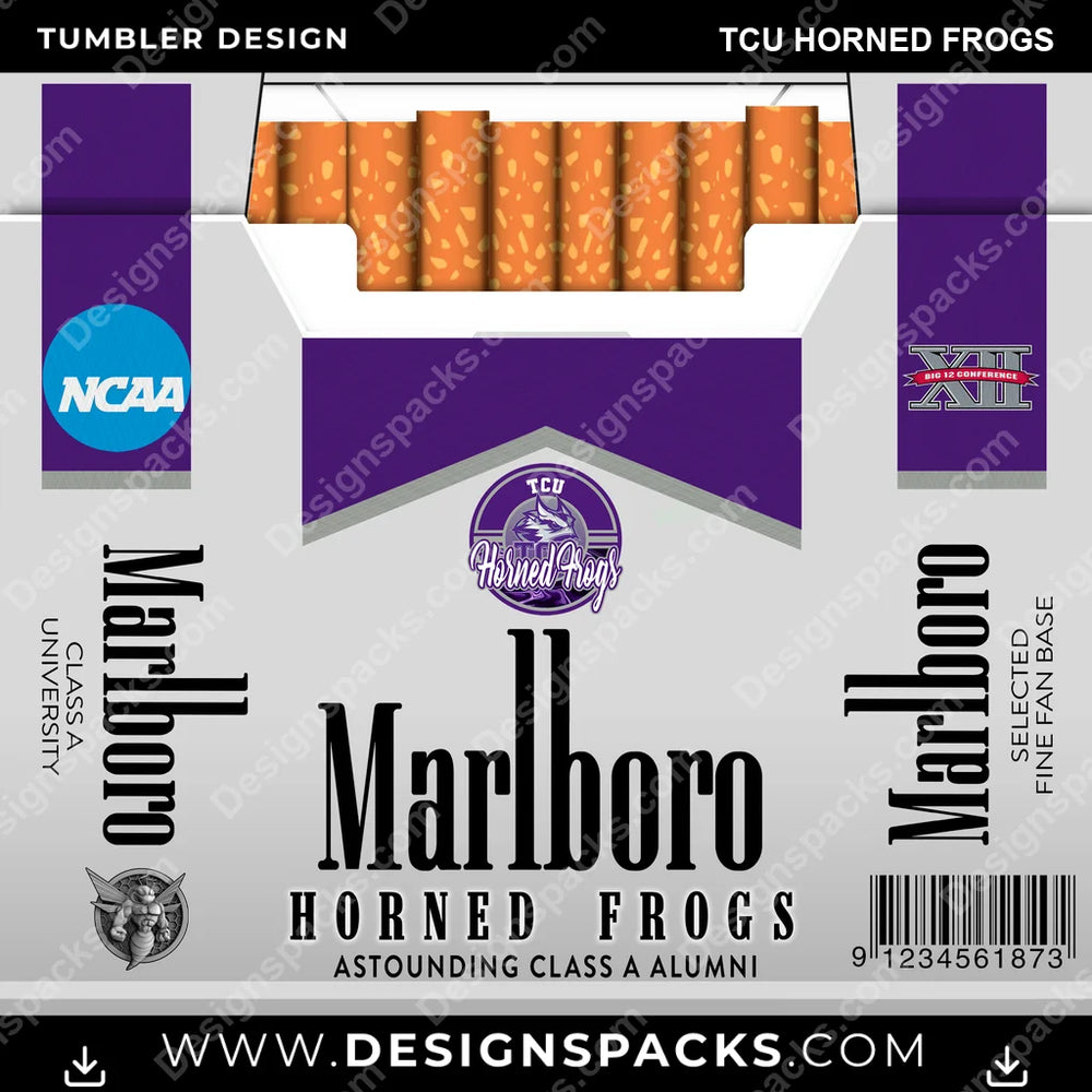 College Sport Marlboro TCU Horned Frogs NCAA College Sport Tumbler Digital Wrap Design Download