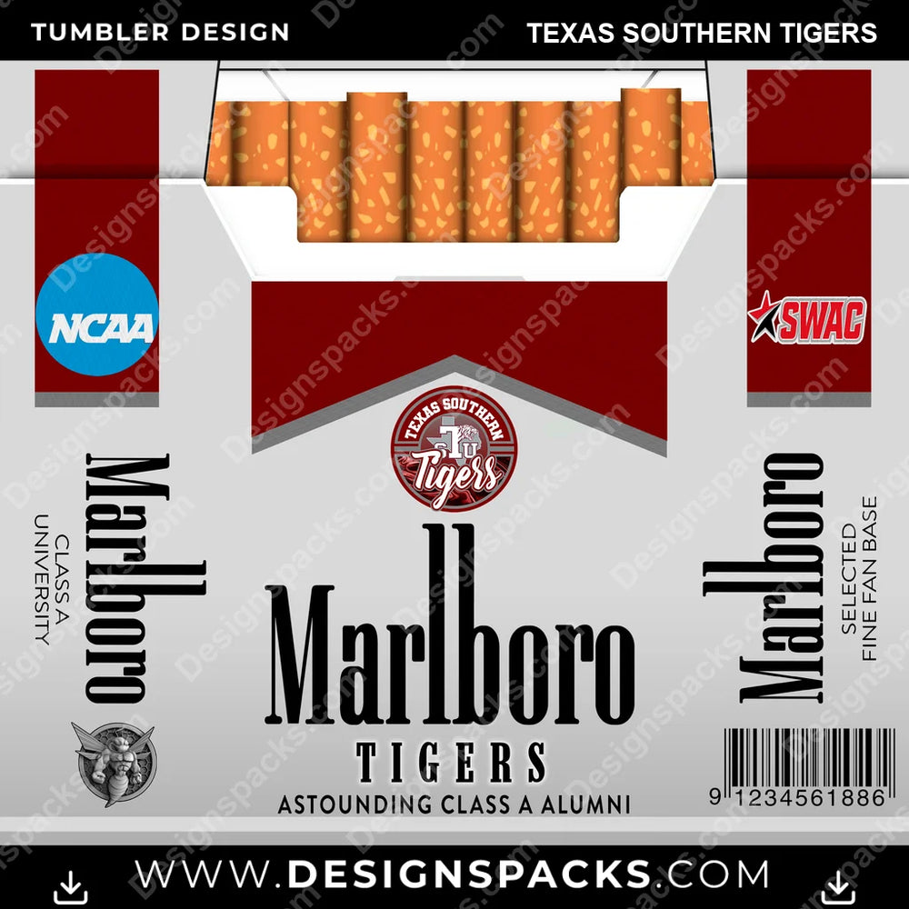 College Sport Marlboro Texas Southern Tigers NCAA College Sport Tumbler Digital Wrap Design Download
