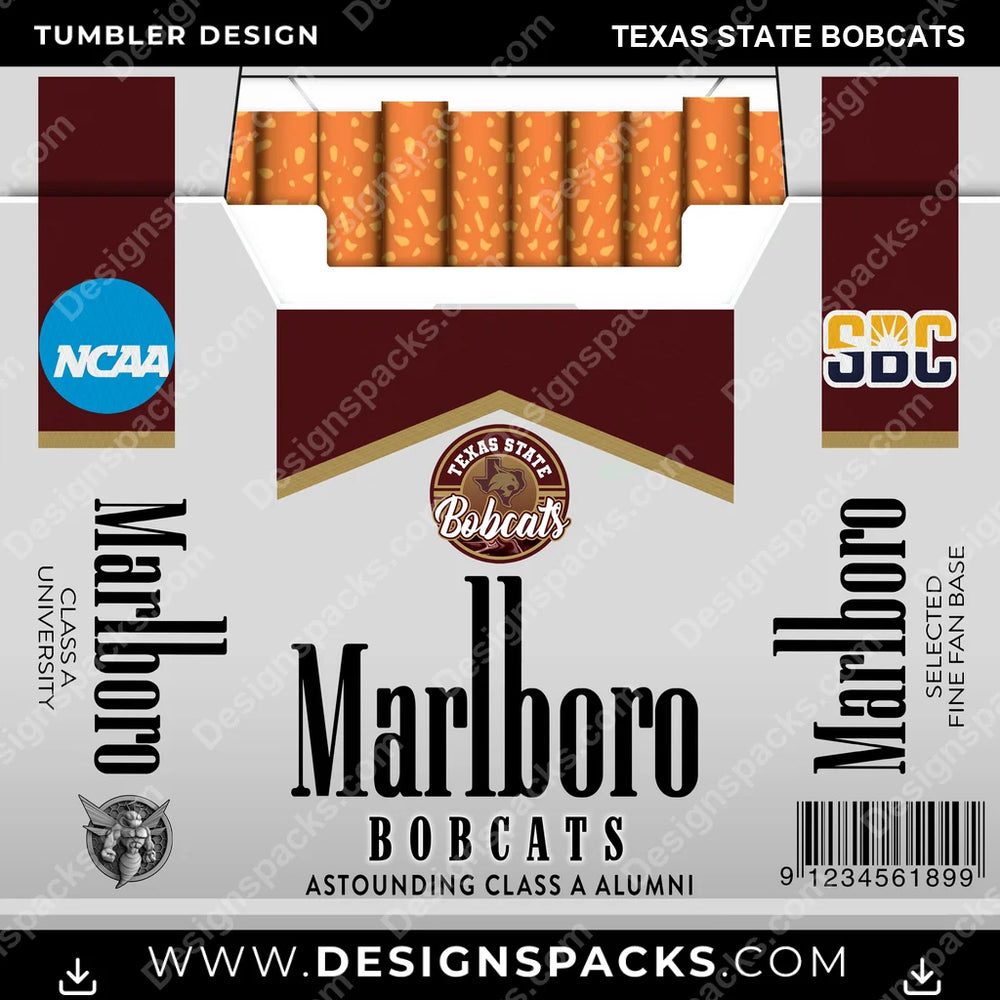College Sport Marlboro Texas State Bobcats NCAA College Sport Tumbler Digital Wrap Design Download