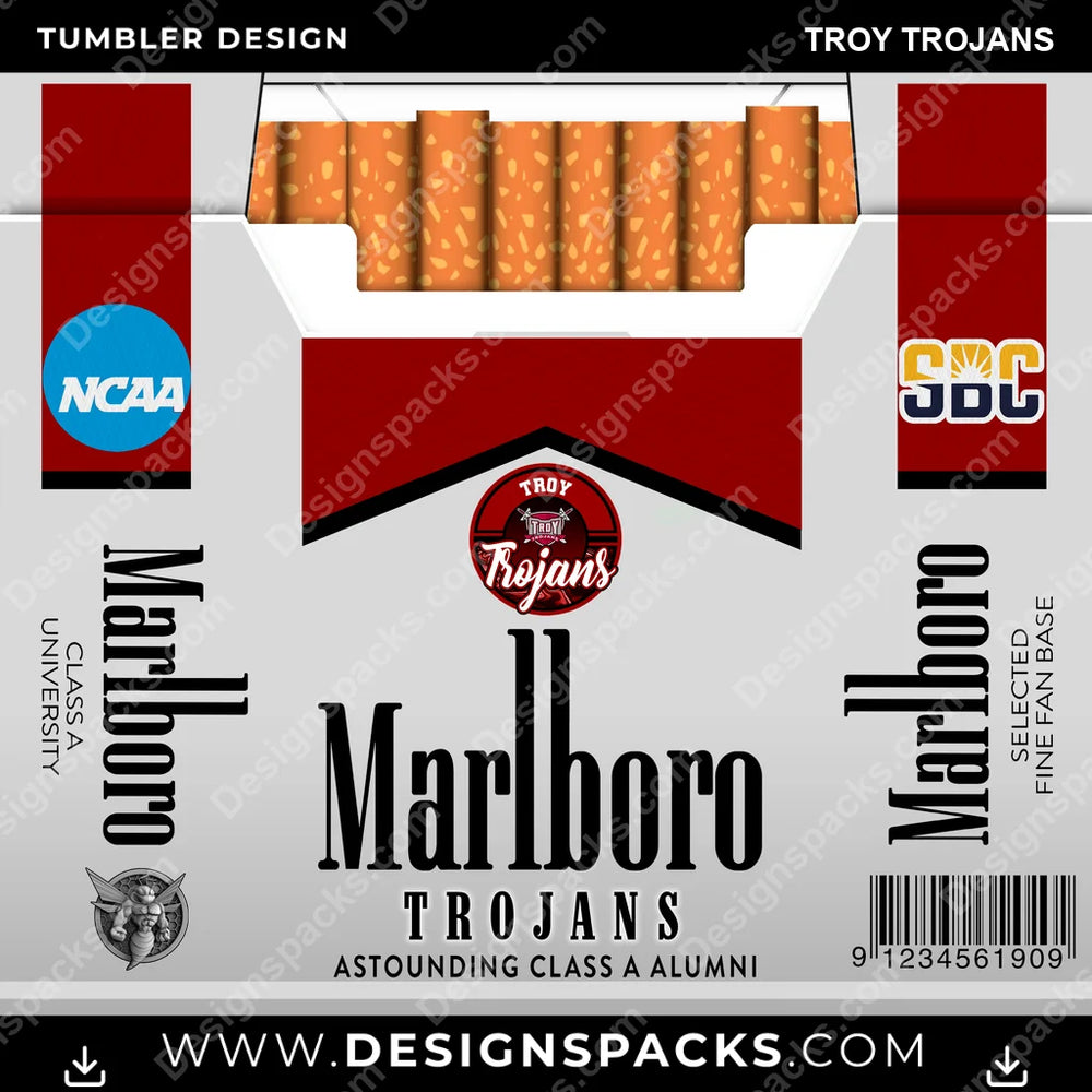 College Sport Marlboro Troy Trojans NCAA College Sport Tumbler Digital Wrap Design Download