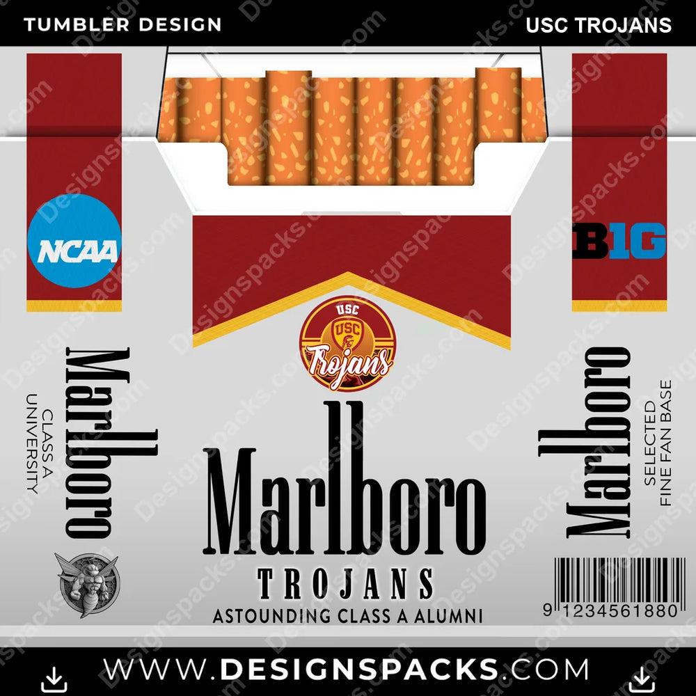 College Sport Marlboro USC Trojans NCAA College Sport Tumbler Digital Wrap Design Download