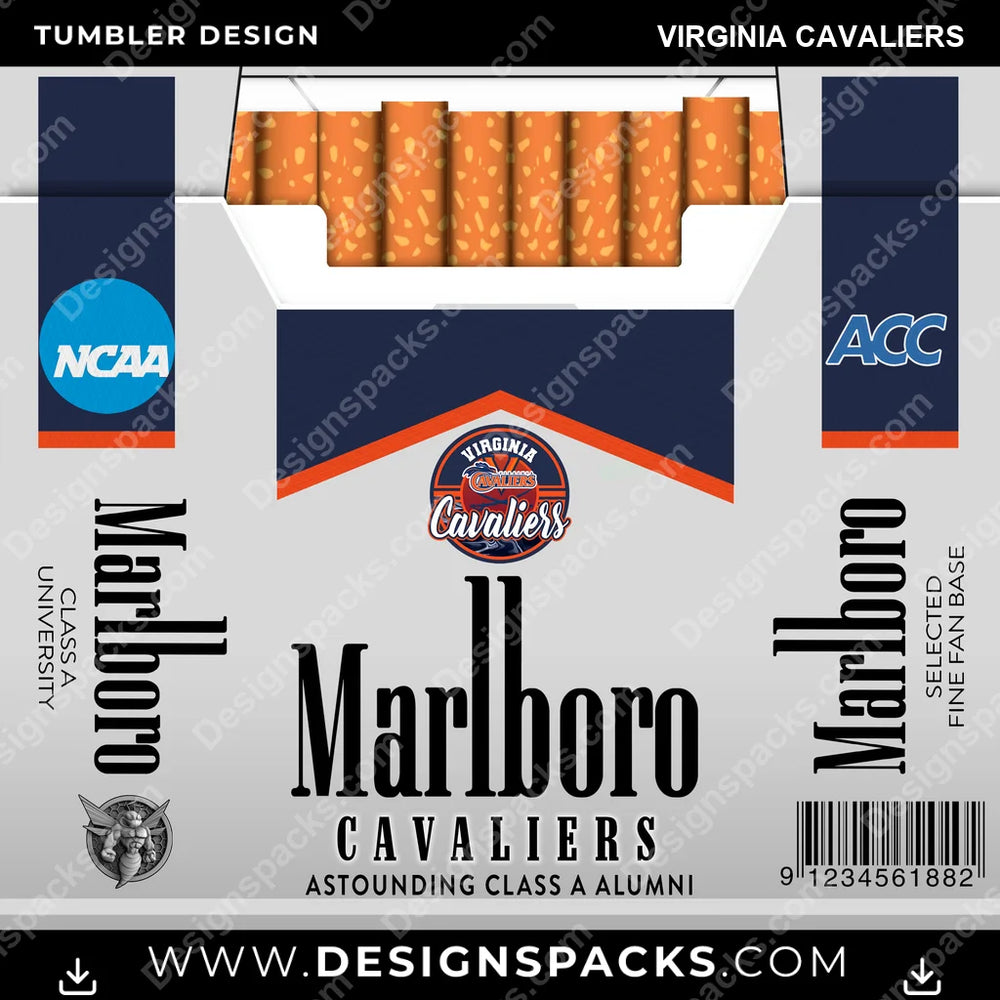 College Sport Marlboro Virginia Cavaliers NCAA College Sport Tumbler Digital Wrap Design Download