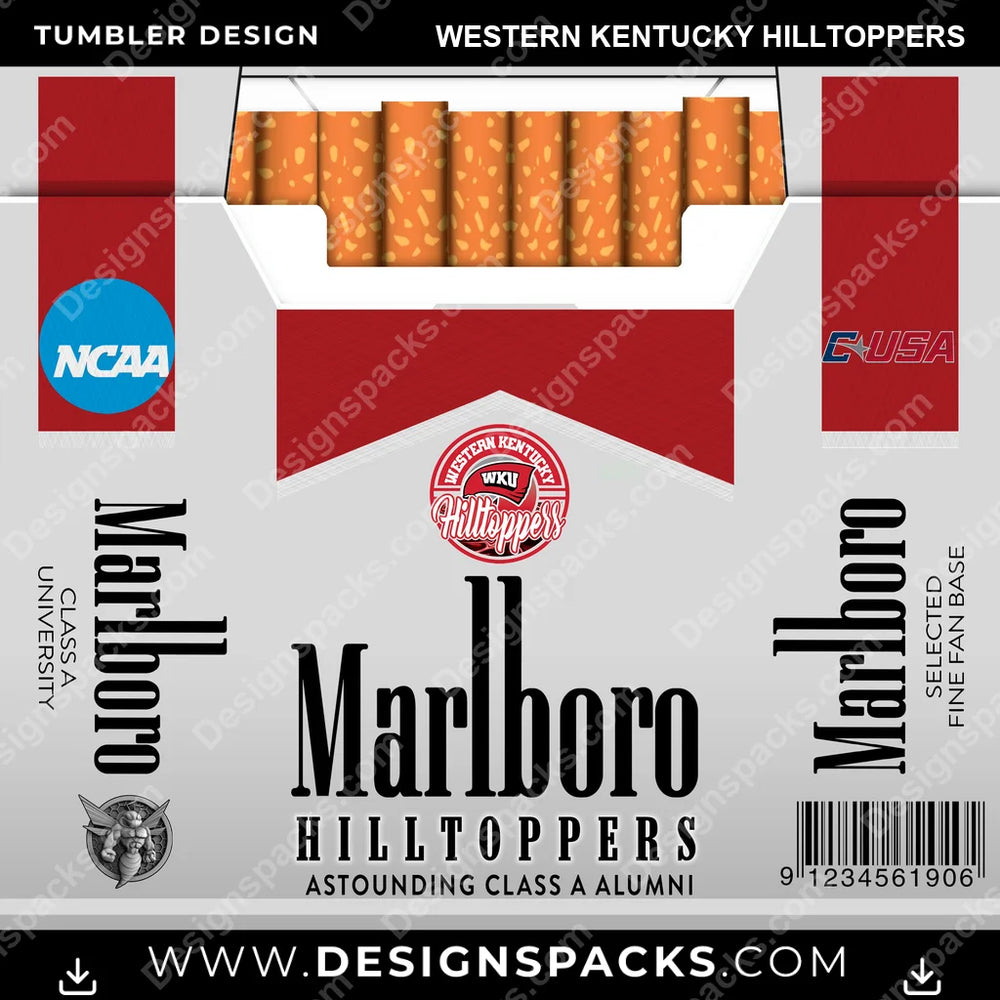 College Sport Marlboro Western Kentucky Hilltoppers NCAA College Sport Tumbler Digital Wrap Design Download