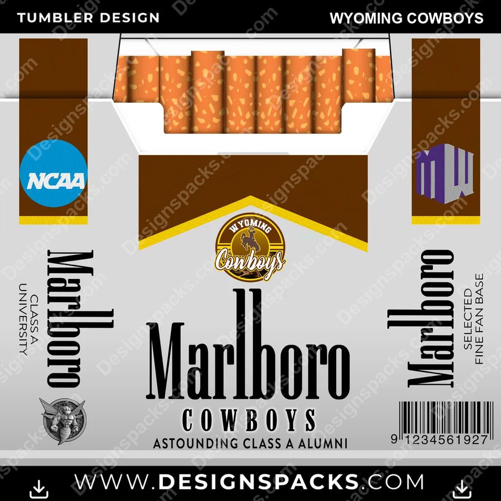 College Sport Marlboro Wyoming Cowboys NCAA College Sport Tumbler Digital Wrap Design Download