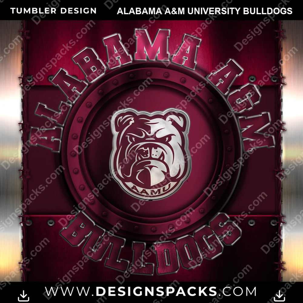 College Sport Metal Alabama A&M University Bulldogs NCAA College Sport Tumbler Digital Wrap Design Download