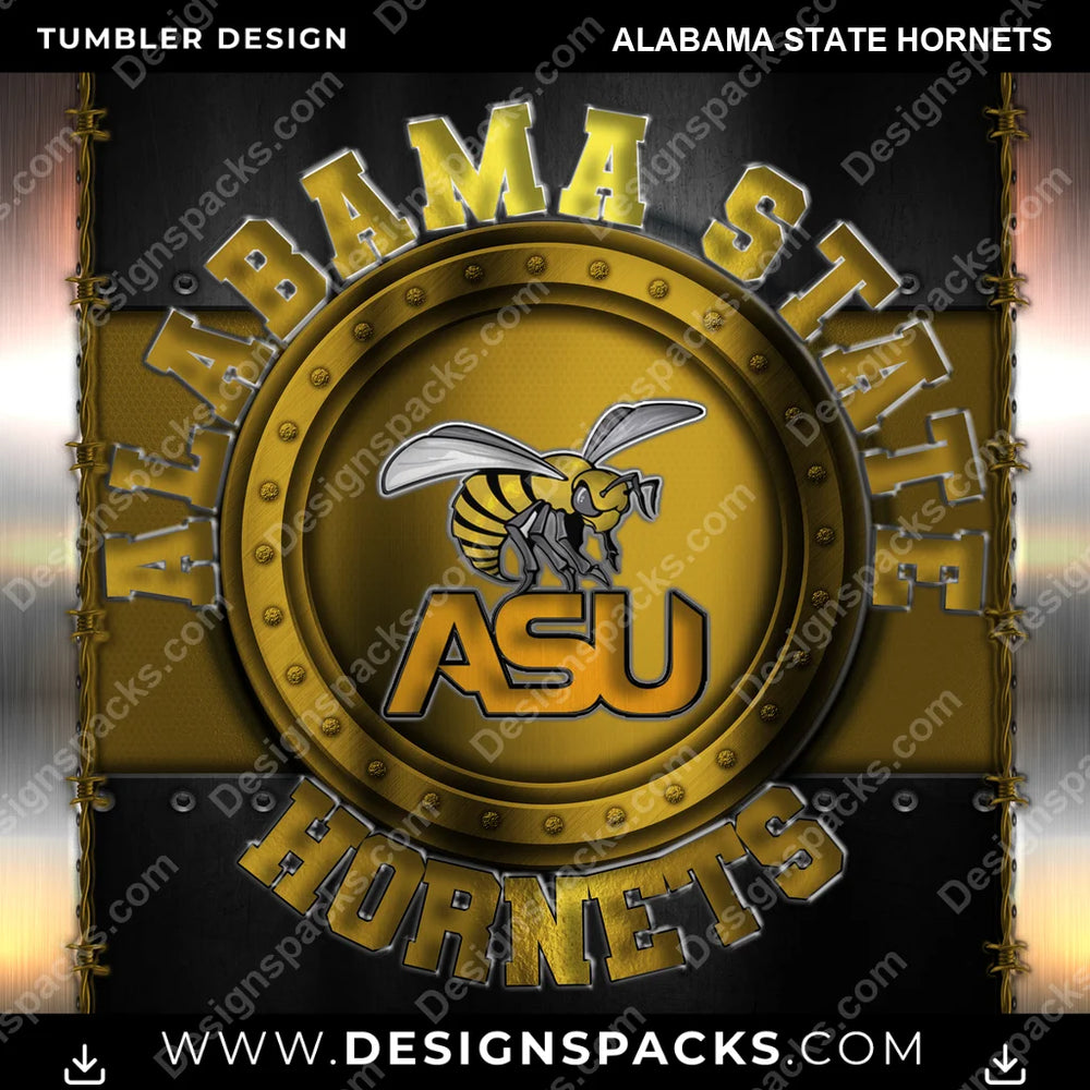 College Sport Metal Alabama State Hornets NCAA College Sport Tumbler Digital Wrap Design Download
