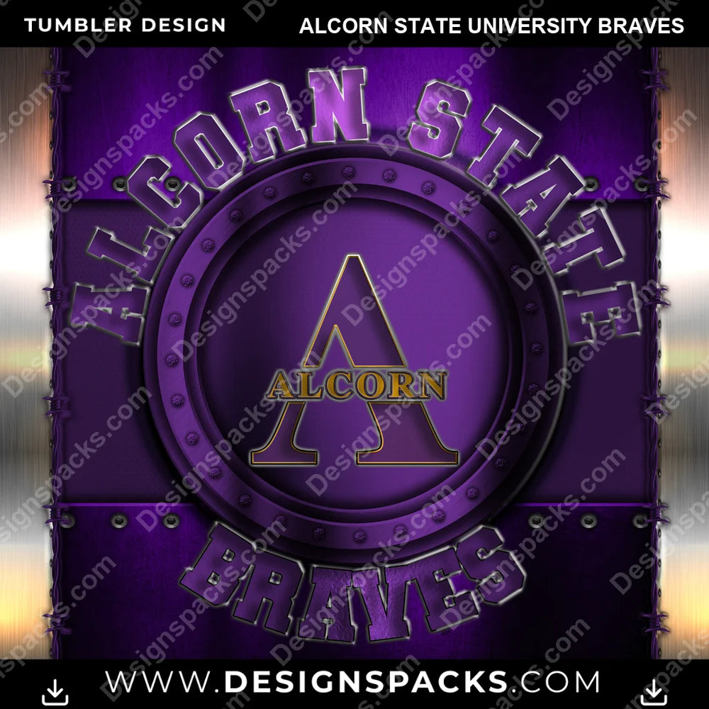 College Sport Metal Alcorn State University Braves NCAA College Sport Tumbler Digital Wrap Design Download