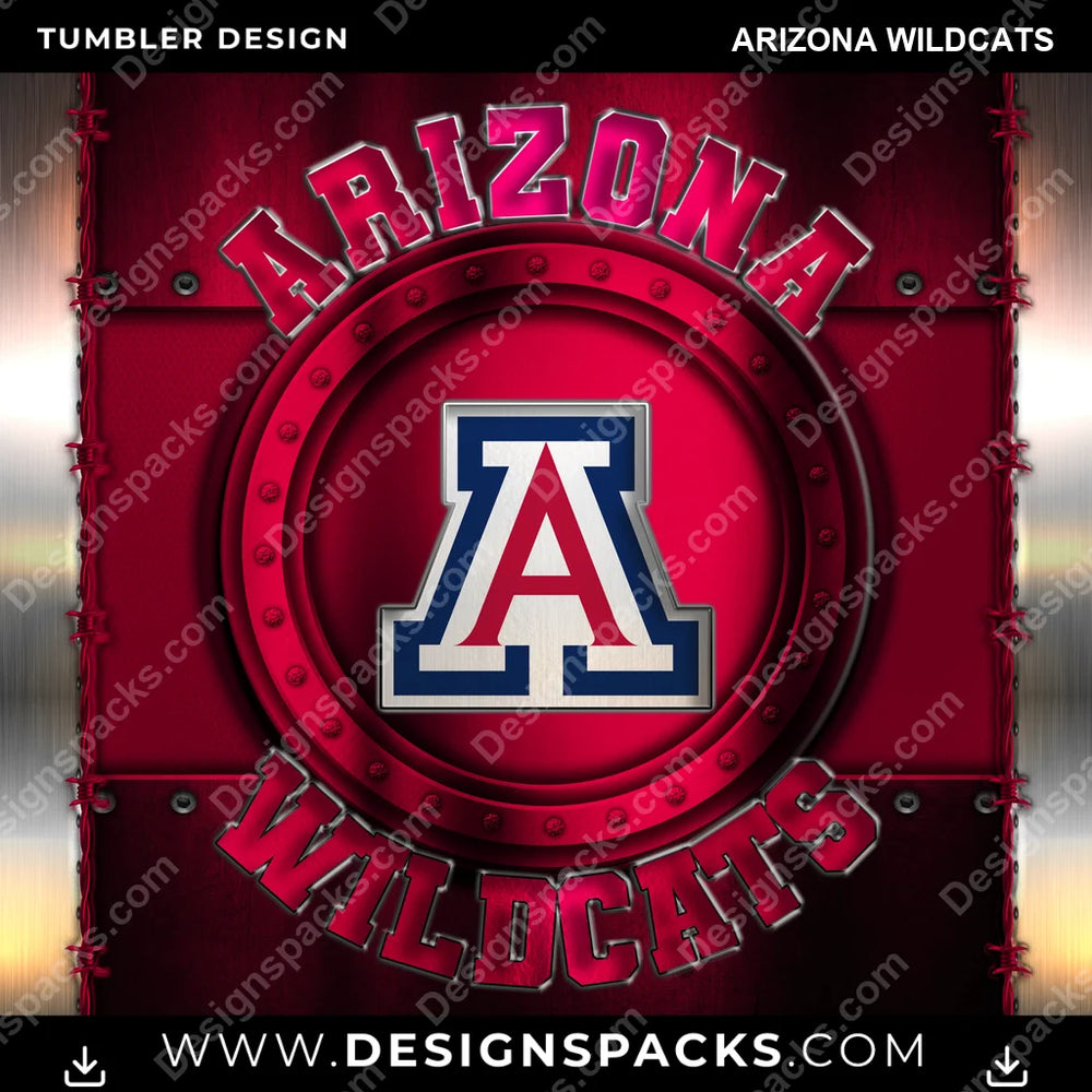 College Sport Metal Arizona Wildcats NCAA College Sport Tumbler Digital Wrap Design Download